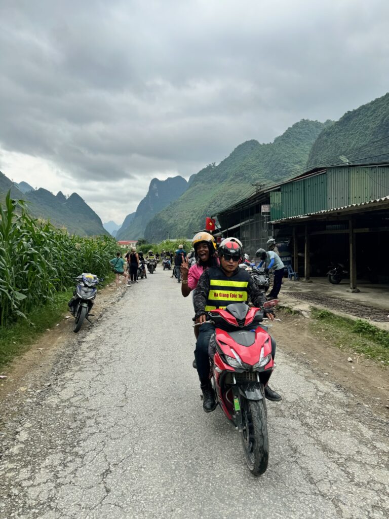 Motorbike ride on the Ha Giang Loop with mountain views during a short Northern Vietnam trip