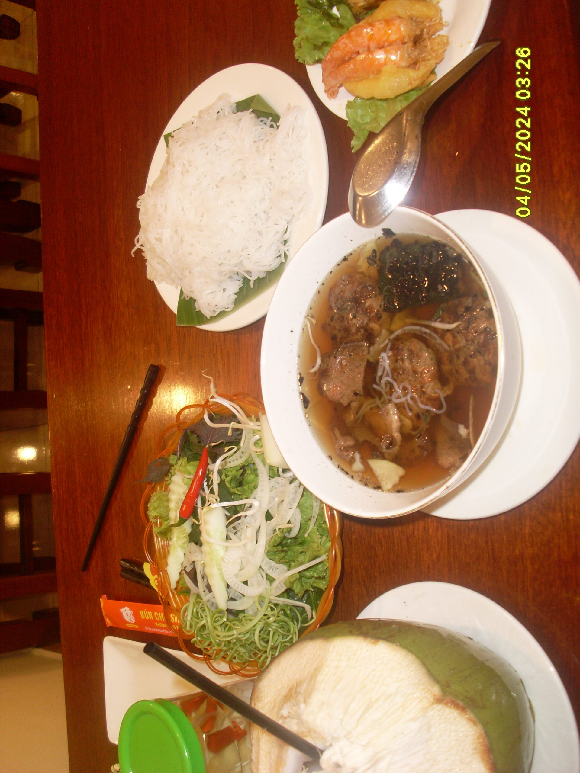 Authentic bun cha Hanoi with grilled pork and noodles on a short Northern Vietnam trip